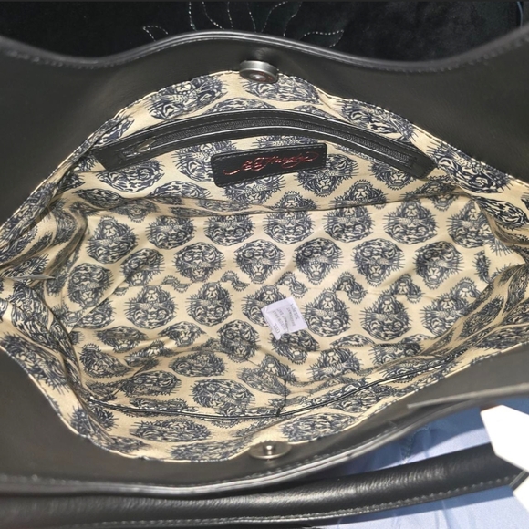 Ed Hardy Black and Pink Skull Floral Tote - Picture 4 of 5